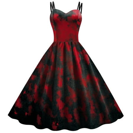 

Women s Pumpkin Head Bat Print Sexy Camisole Dress Dress Long