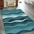 thumbnail image 4 of 3x5 Area Rugs, Abstract Turquoise Moire Non-Skid Rubber Backing Large Rectangle Rugs - Living Room Bedroom Home Office, Gradient Coastal Ocean Geometric Indoor Floor Mat Carpets Washable Rug, 4 of 9