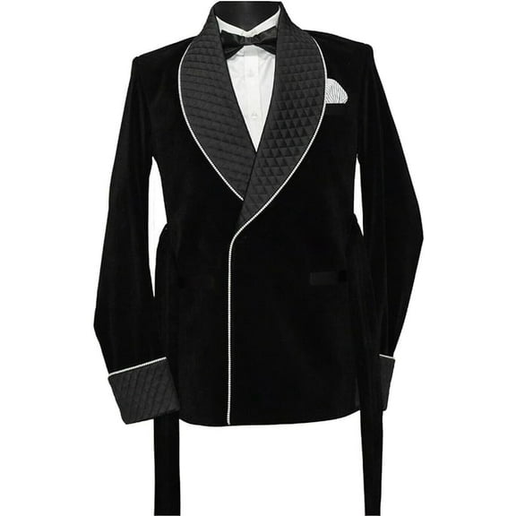 Men's Black Smoking Jackets Quilted Robes Smoking Jackets Coat Black Velvet Party Wear Smoking Jackets 