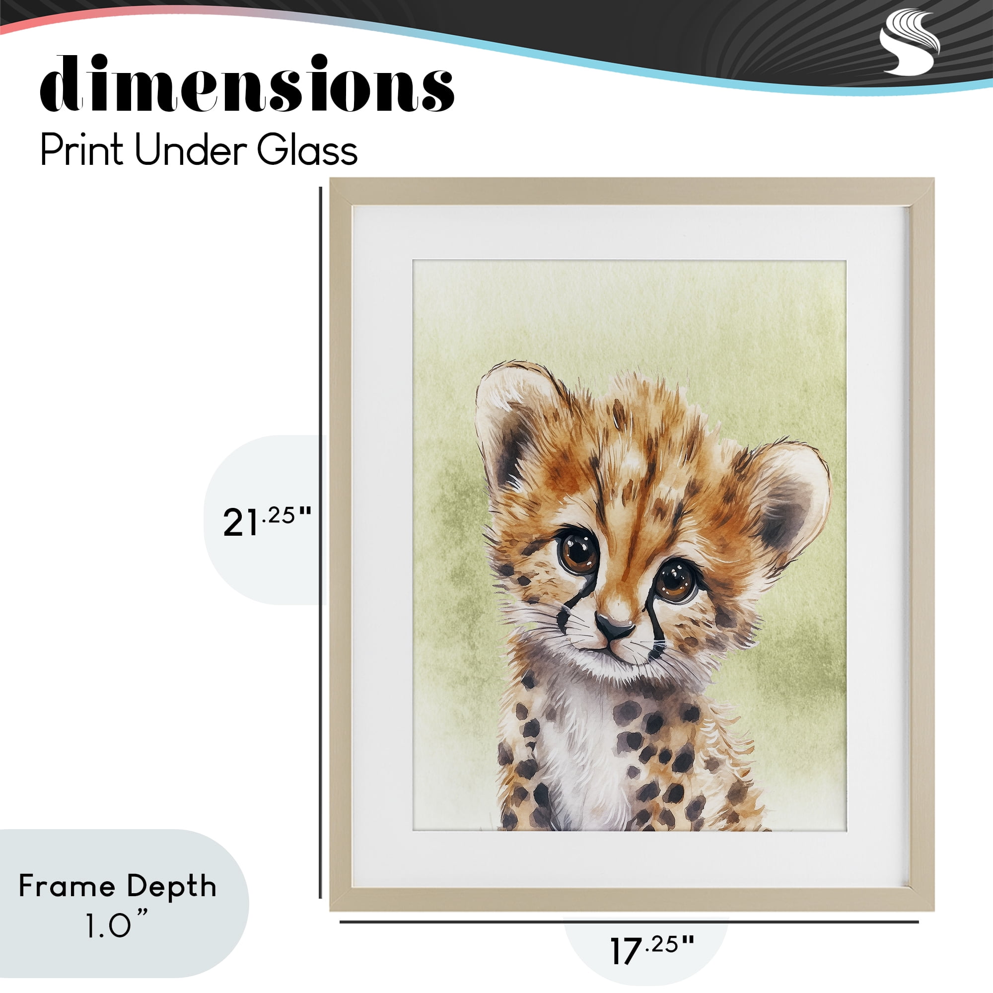 Stupell Industries Jungle Friends Baby Cheetah Birch Framed Print Under Glass, design by Christine Simpson Art