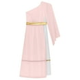 thumbnail image 5 of TiaoBug Girls Ancient Greek Toga One Shoulder Ruffles Maxi Dance Dress for Halloween Festival Show Pink 14, 5 of 7