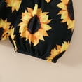 thumbnail image 4 of Coming Home Outfit Girl Short Sleeve Flying Sleeve Letter Top Sunflower Flower Shorts Headband Baby Girl Clothes Yellow 9 Months-12 Months, 4 of 7