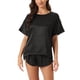 thumbnail image 1 of INSPIRAR CHIC Conjunto de Pijama de Satén para Mujeres del Día de la Madre, Pullover de Manga Corta con Pantalones Cortos, Sleepwear M Negro, 1 of 6