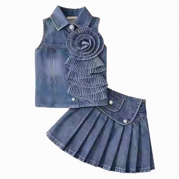 TOWED22 Baby Girl Summer Clothes Sleeveless Tank Top Shorts Set Cute Toddler Girl Outfit Aged 3 6 12 18 24 Months 2T 3T(Blazer,7-8 Y)