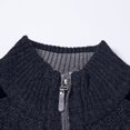 thumbnail image 3 of VSSSJ Men's Full Zip Up Sweater Slim Fit Mock Neck Long Sleeve Warm Cardigan Casual Knitted Fashion Thermal Jacket Outwear with Pockets Navy M, 3 of 5