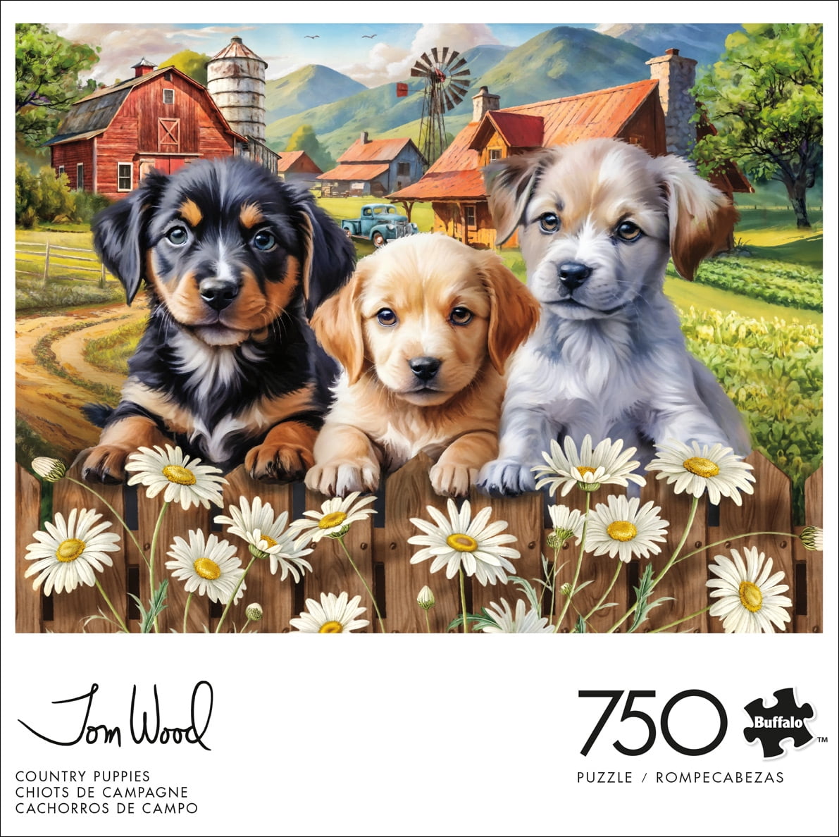 Buffalo Games Country Puppies 750-Piece Interlocking Jigsaw Puzzle for Adults Ages 14-99 Years