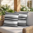 thumbnail image 3 of 16x16 Pillow Covers Set of 2, Black Gray Striped Square Throw Pillow Covers for Couch/Sofa/Living Room, Contemporary Minimalist Lines Art Decorative Soft Pillowcases for Couch Throw Pillows, 3 of 9