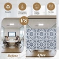 thumbnail image 5 of Blue Floral Window Privacy Film, Ethnic Boho Botanical Geometric Art Static Cling UV Sun Blocking Heat Control Window Tint Day and Night, Non-Adhesive One Way Windows Privacy Cover 17.7''x78.7'', 5 of 7
