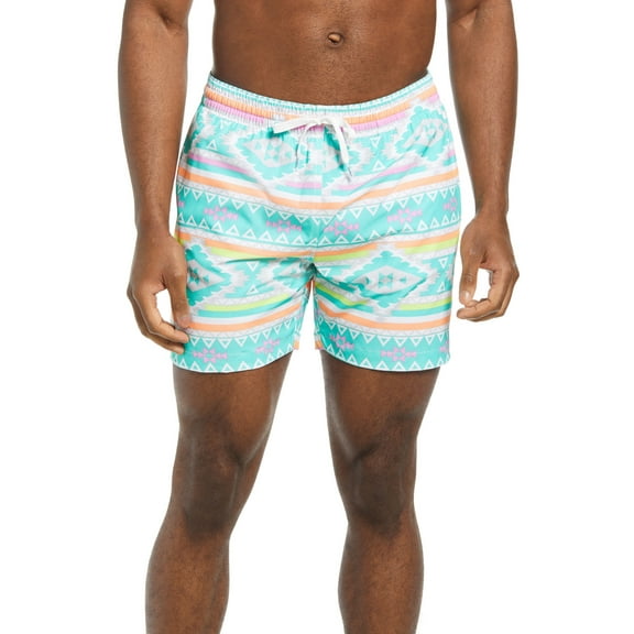 Chubbies Mens Regular fit Swim Trunks Swimwear Large Blue Geometric Quick Dry