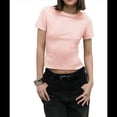 thumbnail image 1 of Camisetas de Algodón para Mujer, Cuello Redondo, Corta, Básicas, Informales, de Verano, Color Rojo Sandía, Talla L, 1 of 9