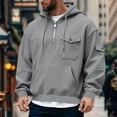 thumbnail image 7 of Hfnxid Mens Half Zip Hoodies Loose Long Sleeve Sweatshirts Pockets 1/4 Zipper Casual Sweatshirt Fashion Fall Pullover Gray,L, 7 of 7