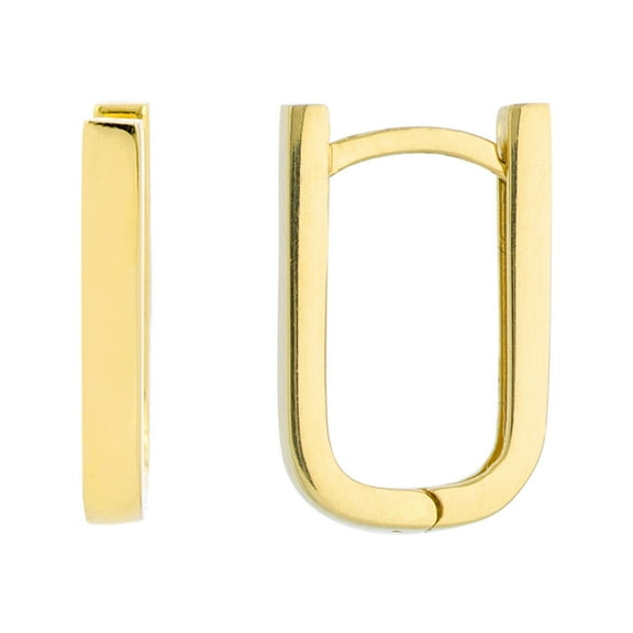 Honey Crush Real 14K Yellow Gold Polished Thin Paper Clip Huggie Earrings (2mm, 14mm)