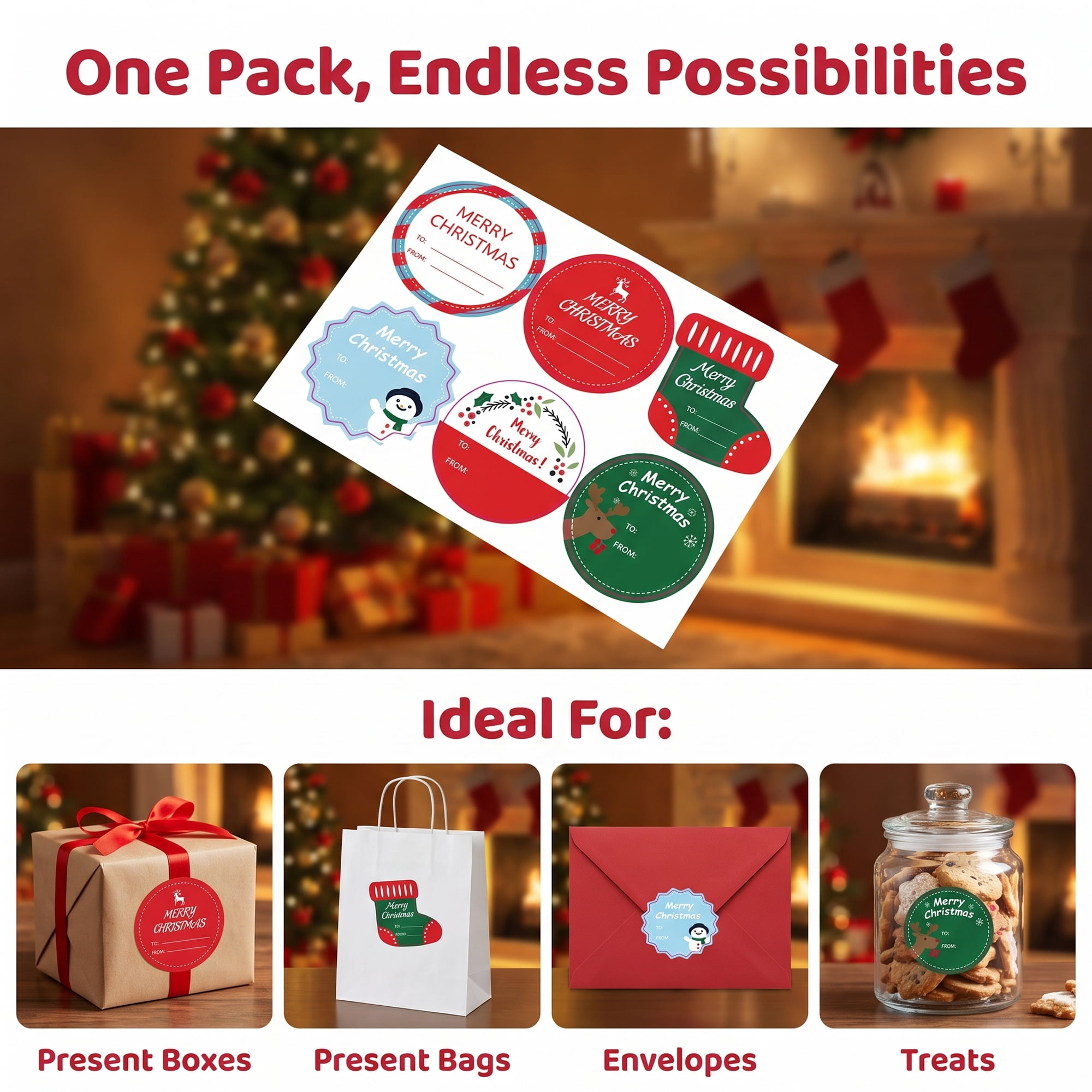 Unique Bargains Cartoon Christmas to from Gift Tags for Gifting 7.1" x 5.1" Circular