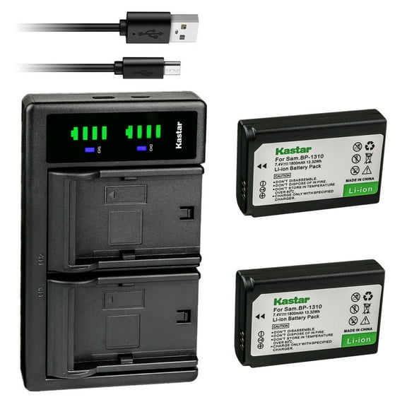 Kastar 2-Pack Battery and LTD2 USB Charger Replacement for Samsung BP1310 BP-1310 BP-1310EP, ED-BP1310 EDBP1310 Battery, Samsung BC1310 BC-1310 Charger, Samsung NX5, NX10, NX11, NX20, NX100 Cameras
