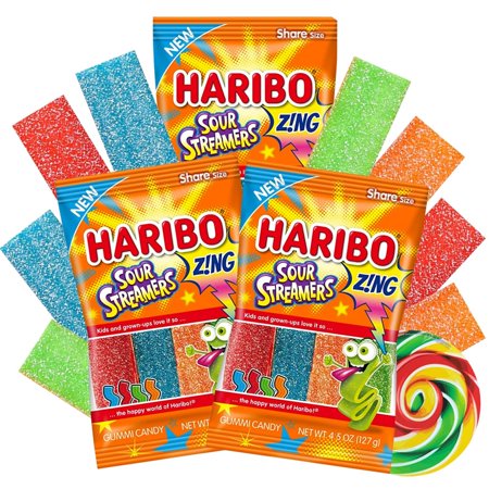 Zing Sour Streamers, Chewy Sour Candy, Pack of 3, 4.5 Ounces per Bag