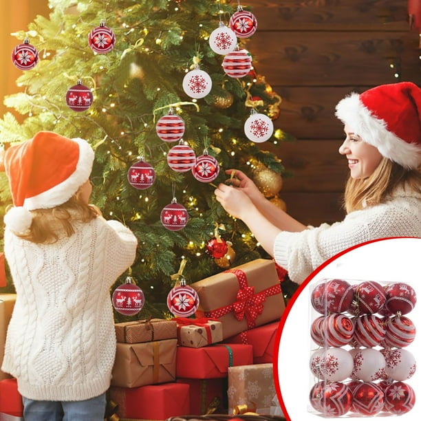 Adornos navideños, 24 adornos para árbol de Navidad, juego de bolas navideñas de 36 pulgadas, irrompibles, para colgar.