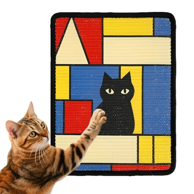 Sisal Cat Scratching Mat Furniture Protector For Walls Couches Cabinets Doors Carpet Shedding Control With Hook Loop Fastener