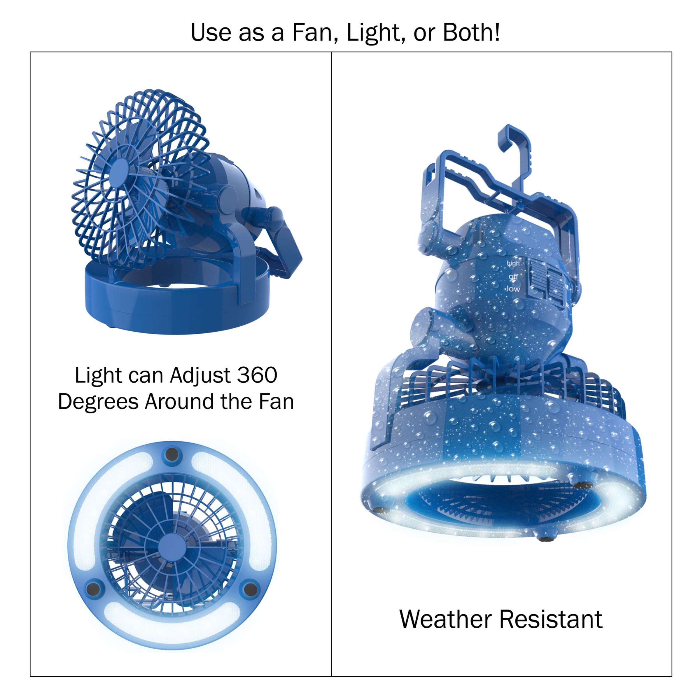 Wakeman Outdoors 2 in 1 Portable Camping Lantern with Fan