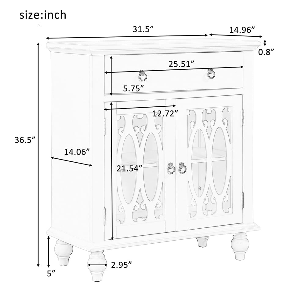 Canddidliike 31.5" Wood Accent Buffet Sideboard Table Storage Cabinet with Drawer and Adjustable Shelf - Blue