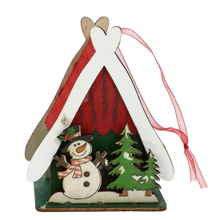 

1Pc Christmas Wooden House Pendant Luminous Tree Hanging Decor Home Pendant