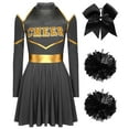thumbnail image 3 of TiaoBug Women's School Musical Party Halloween Cheer Leader Costume Fancy Dress Uniform Outfit Black L, 3 of 7