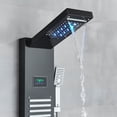thumbnail image 3 of Black Shower Panel Tower Bath Column with LED Waterfall Head LED Body Jet System Hand Shower Spout Temperature Display Wall Mounted Unit, 3 of 10