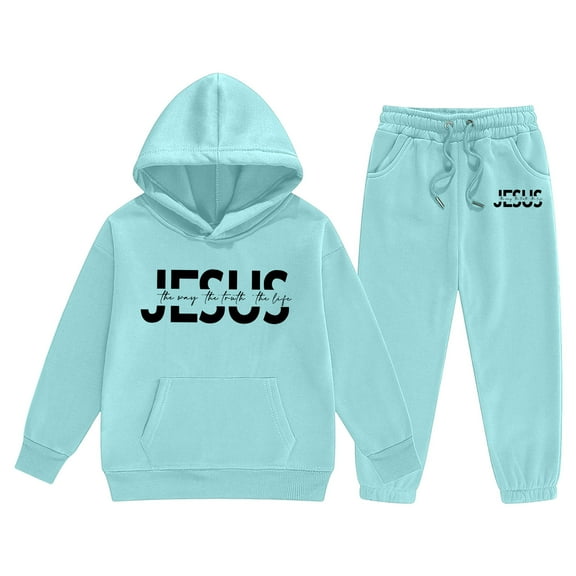 Boys and Girls Stylish Printed Sweatshirt and Pants Set - Warm and Comfortable Sportswear for Fall and Winter, Thick -Lined Long Sleeve Hoodie and Jogger Pants
