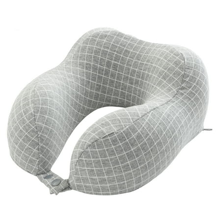 Home-Complete 5-inch 1-lb Memory Foam Travel Pillow with Washable Cover (Gray)
