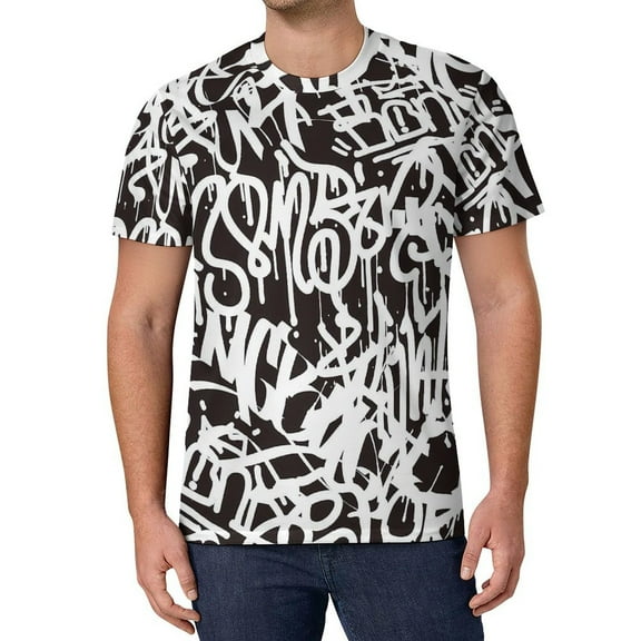 T Shirt For Men Colorful Graffiti T-Shirt Letter Print Fashion Male Streetwear Tshirt Summer Short-S