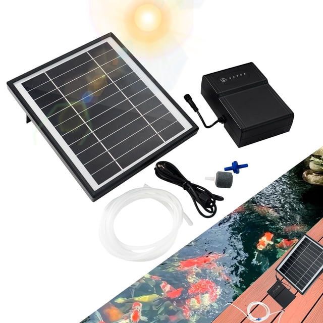 Aireador solar para estanque QCBF de 5 W con batería y 3 modos