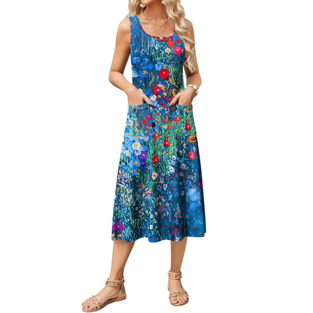 Vestido casual Zeagoo Summer Midi con estampado floral para mujer