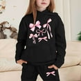 thumbnail image 2 of Rhuody Girls Outfits Child Long Sleeve Solid Hoodie Pullover Tops Pants Kids Sweat Suit Black 2-3 Years, 2 of 4