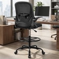 thumbnail image 5 of STACOO Ergonomic Office Chair, Drafting Chair with Flip-up Armrests, Executive Computer Standing Desk Chair with Lumbar Support and Adjustable Footrest Ring, Black, 5 of 9