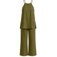 thumbnail image 7 of BADHUB Women 2 Piece Matching Lounge Sets Split Backless Tank Tops Wide Leg Pants Summer Outfits Tracksuit Army Green XL, 7 of 7