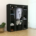 thumbnail image 3 of Private Jungle 69" Portable Clothes Closet Non-Woven Fabric Wardrobe, 12 Storage Shelves, Storage Organizer, Black, 3 of 9