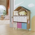 thumbnail image 4 of Innovaze Kids Storage Organizer with 6 Removable Bins, House-Shaped Bookshelf, Vertical Toy & Book Storage Cabinet, MDF, Space-Saving Design for Playroom & Bedroom, 4 of 6