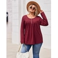 thumbnail image 3 of Zeagoo Plus Size Tops for Women Long Sleeve Shirts Crew Neck Casual Loose Tunic Blouse, 3 of 6