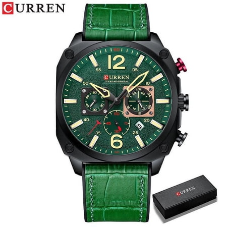 Curren Brand Watches Business Men Luxury Chronograph And Date Wristwatches New Green Male Clock With Luminous - Quartz Wristwatches