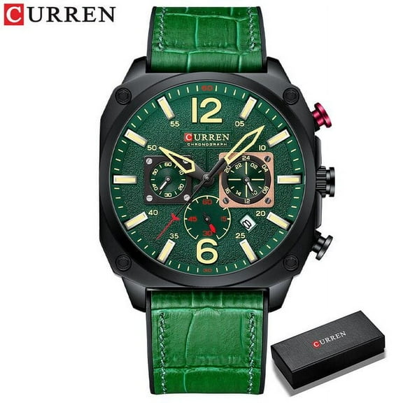 Curren Brand Watches Business Men Luxury Chronograph And Date Wristwatches New Green Male Clock With Luminous - Quartz Wristwatches