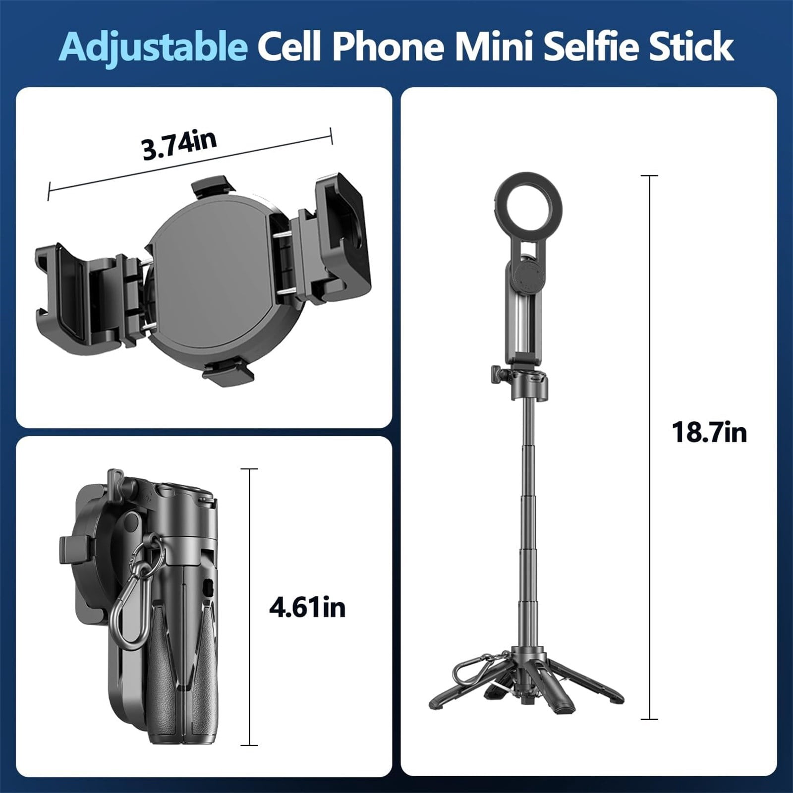 2026 4-in-1 Magnetic Selfie Stick with 360° Rotating Tripod and Wireless Remote—Portable for Travel