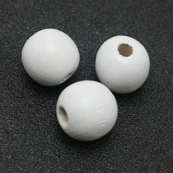 EOEMY 50 Pcs White Round Wood Beads 16mm~Large Wooden Beads