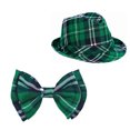 thumbnail image 1 of Sombrero del Día de San Patricio Sombrero Fedora de Tela a Cuadros Verde Pajarita y Tirantes Disfraces del Día de San Patricio Accesorios, 1 of 7