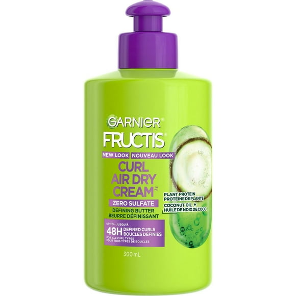 Garnier Fructis Curl Air Dry Hair Cream, Sulfate Free, Coconut Oil & Elasto-Protein, 300 mL