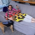 thumbnail image 3 of Colorful and Black Of Leopard Print Wearable Oversized Blanket,Wearable Blanket Hoodie for Adults,Cozy Hooded Blankets with Super Pockets,Super Warm Fuzzy Pullover for Women & Men, 3 of 6