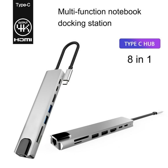 1 8 In 1 TypeC to 4K for HD Multimedia Interface Docking Station Adapter Fast Charger Dock Station