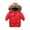 Red, variant on Hpgjzj Hooded Puffer Jackets for Boys and Girls Long Coat Winter Windproof Full Zipper Button Jacket Outerwear with Fashion Collar