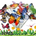 thumbnail image 1 of 32Pcs PVC Colorful Butterfly Insert Pole Simulation Insert Pole Butterfly Crafts Garden Decor  Artificial Butterfly Insert Rod Garden Decor DIY Flower Arrangement, 1 of 7