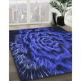 thumbnail image 3 of Ahgly Company Machine Washable Indoor Round Transitional Denim Dark Blue Area Rugs, 6' Round, 3 of 7