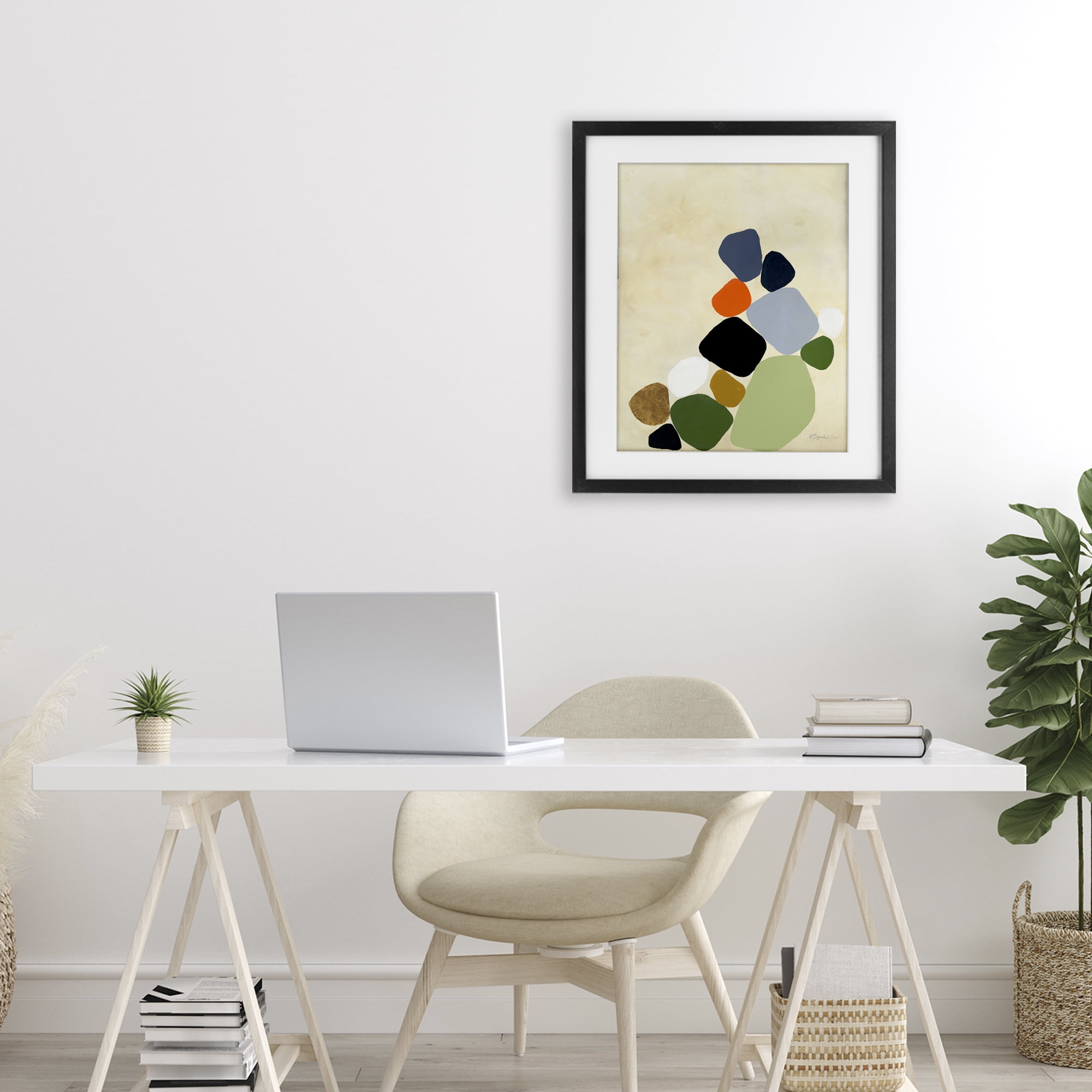 Stupell Industries Cluster of Minimal Pebbles Black Framed Print Under Glass, design by Ruth Fromstein