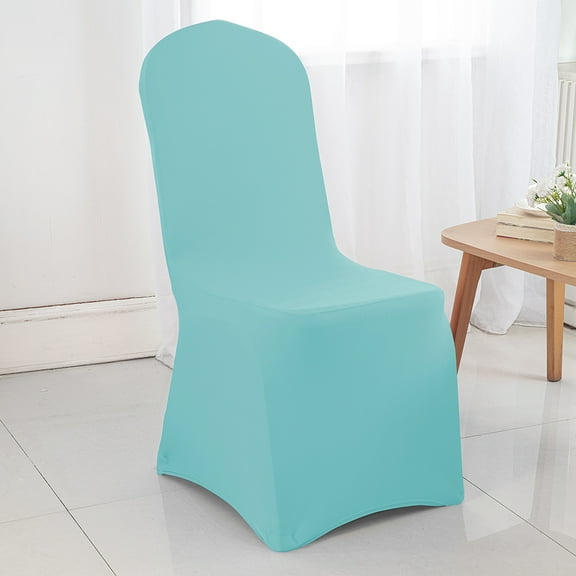 Wedding Linens Inc. (2pcs) Premium (200 GSM) Spandex Stretch Elastic Lycra Banquet Chair Covers - Pool Blue